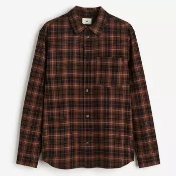 Рубашка H&M Regular Fit Flannel, коричневый