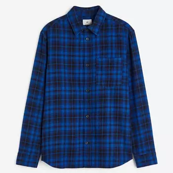 Рубашка H&M Regular Fit Flannel, синий