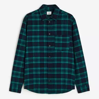 Рубашка H&M Regular Fit Flannel, темно-синий