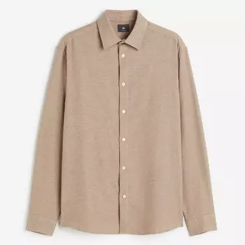Рубашка H&M Regular Fit Plaid, бежевый