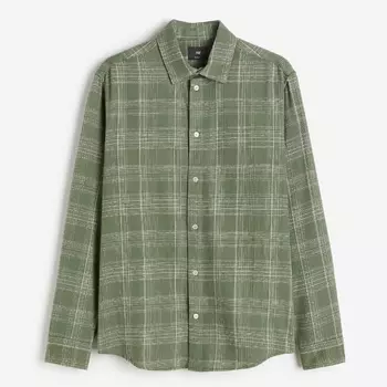 Рубашка H&M Regular Fit Plaid, зеленый