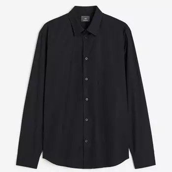 Рубашка H&M Regular Fit Poplin, черный