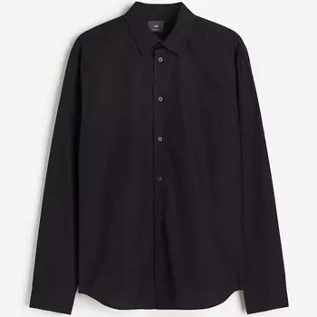 Рубашка H&M Regular Fit Poplin, черный