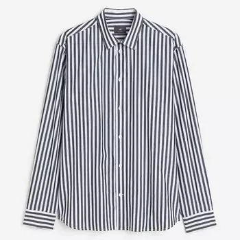 Рубашка H&M Regular Fit Poplin, темно-синий