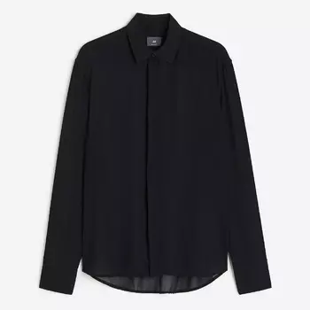 Рубашка H&M Regular Fit Sheer, черный