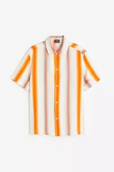 Рубашка H&M Regular Fit Shirt, белый, оранжевый