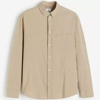 Рубашка H&M Regular Fit Textured, бежевый