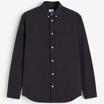 Рубашка H&M Regular Fit Textured, темно-синий