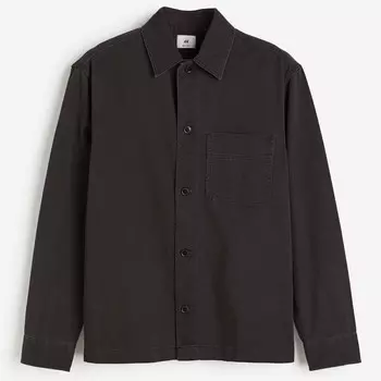 Рубашка H&M Regular Fit Twill, темно-коричневый