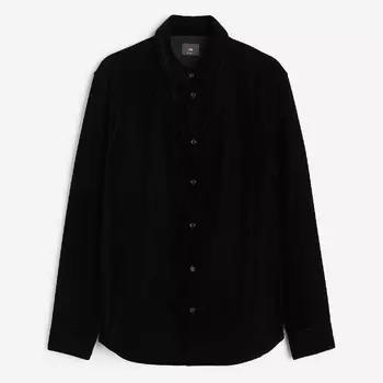 Рубашка H&M Regular Fit Velvet, черный