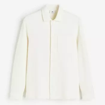 Рубашка H&M Regular Fit Waffled, кремовый