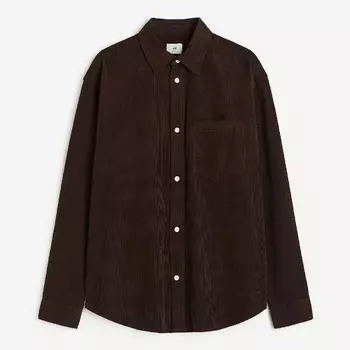 Рубашка H&M Relaxed Fit Corduroy, темно-коричневый