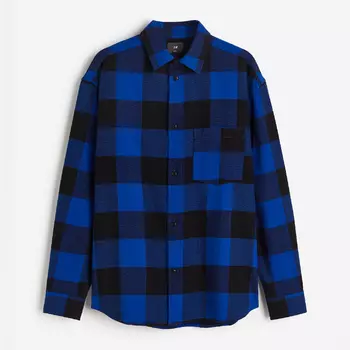 Рубашка H&M Relaxed Fit Flannel, синий