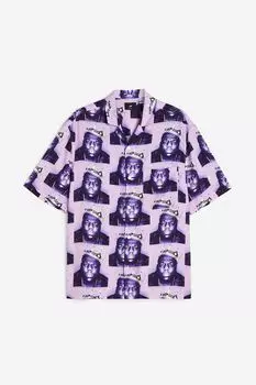 Рубашка H&M Relaxed Fit Patterned Resort Shirt, сиреневый