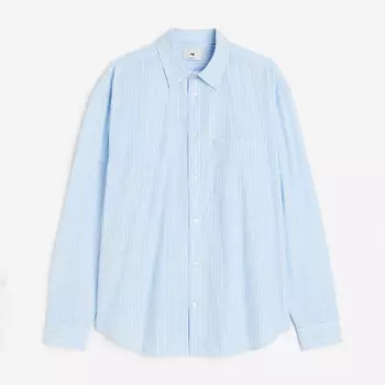 Рубашка H&M Relaxed Fit Poplin, голубой
