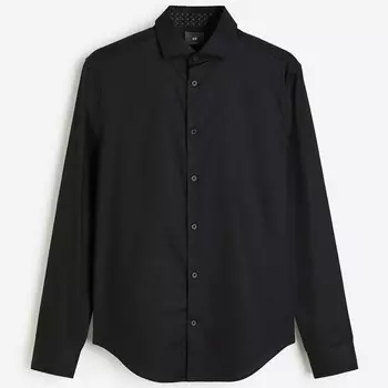 Рубашка H&M Slim Fit Premium Cotton, черный