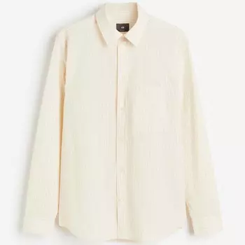 Рубашка H&M Striped Regular Fit, кремовый