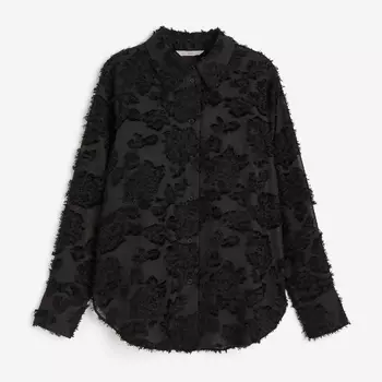 Рубашка H&M Textured-weave, черный