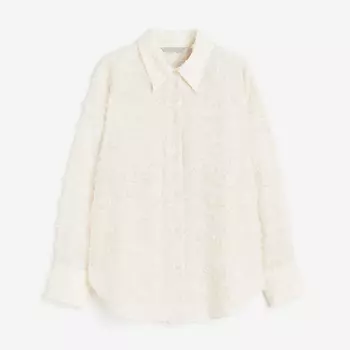 Рубашка H&M Textured-weave, кремовый
