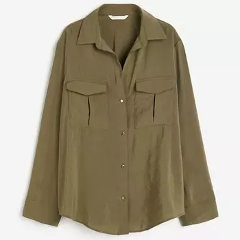Рубашка H&M Utility With A Modal Blend, хаки