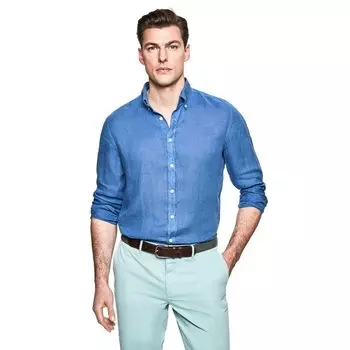 Рубашка Hackett Garment Dye Linen BS, синий