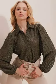 Рубашка - Хаки - Классический крой Trend Alaat Stili, хаки