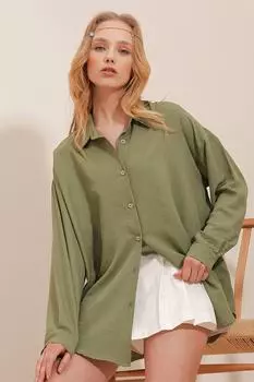 Рубашка - Хаки - Классический крой Trend Alaat Stili, хаки