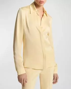 Рубашка Hansen Charmeuse на пуговицах спереди Michael Kors Collection, цвет Parchment