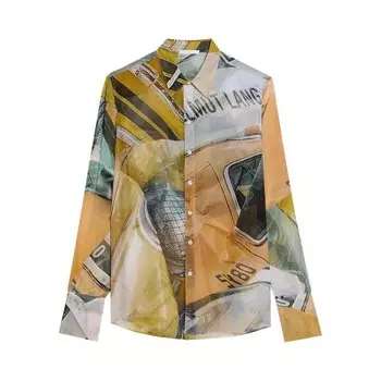 Рубашка Helmut Lang Printed Sheer Shirt, желтый