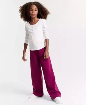 Рубашка Henley рельефной вязки для девочек с длинными рукавами Epic Threads, черный