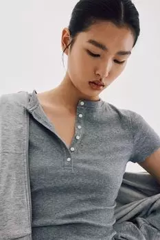 Рубашка хенли H&M, серый
