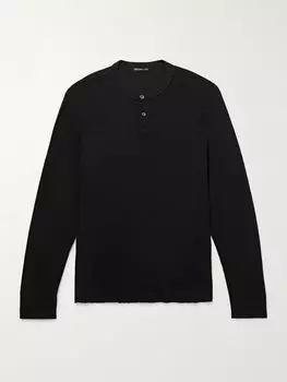 Рубашка-хенли из хлопкового джерси JAMES PERSE, черный