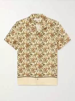 Рубашка Hibbert Camp-Collar с принтом пейсли и льняной тканью ORLEBAR BROWN, желтый