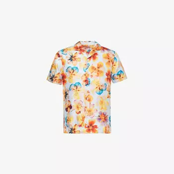 Рубашка Hibbert из шелкового твила с цветочным узором Orlebar Brown, голубой