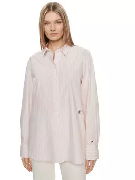 Рубашка hilfiger camicia oversize a righe Tommy, розовый
