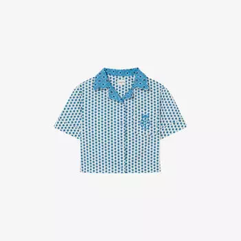 Рубашка хлопковая Claudie Pierlot с вышитым логотипом, голубой