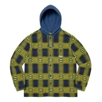 Рубашка hooded shadow plaid shirt 'green blue' Supreme, зеленый