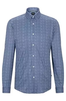 Рубашка Hugo Boss приталенного кроя из эластичной ткани с принтом, синий