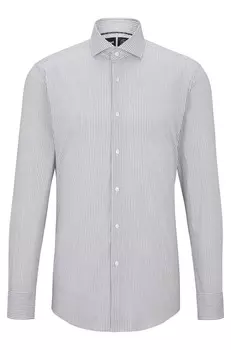 Рубашка Hugo Boss приталенного кроя из функциональной эластичной ткани в полоску, светло-серый