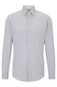 Рубашка Hugo Boss приталенного кроя из функциональной эластичной ткани в полоску, светло-серый