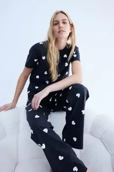 Рубашка и брюки для сна H&M, черный
