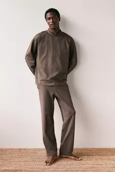 Рубашка и брюки для сна H&M, коричневый