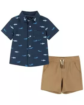 Рубашка и короткий комплект Andy & Evan на пуговицах, синий