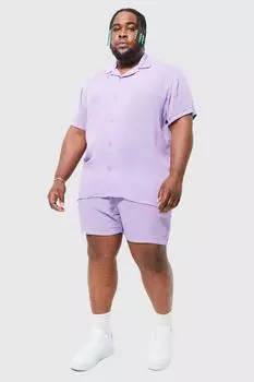 Рубашка и короткий комплект revere из сырной ткани с коротким рукавом Boohoo, фиолетовый