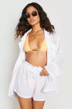 Рубашка и короткий пляжный комплект Boohoo, белый
