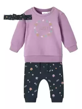 Рубашка и леггинсы с длинными рукавами Name It "NBFVRILLIE LS SWEAT BOX BRU SET", цвет Pastel Lavender