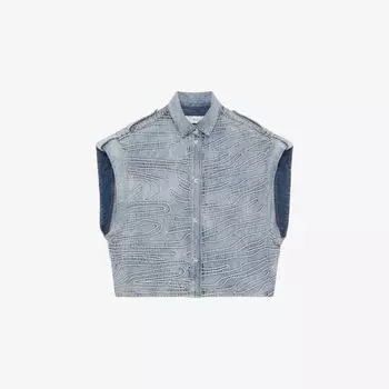 Рубашка Iro без рукавов вышитая джинсовая, голубой