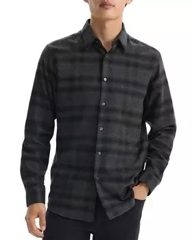 Рубашка Irving Button Down in Soft Plaid Cotton Theory, зеленый
