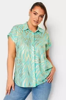 Рубашка из 100% хлопка на пуговицах Yours Curve, зеленый
