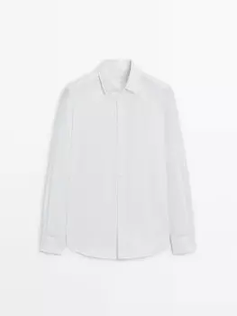 Рубашка из 100% хлопка, облегающая, из твила Massimo Dutti, белый